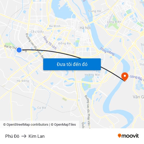 Phú Đô to Kim Lan map