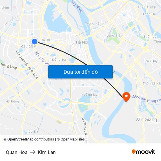 Quan Hoa to Kim Lan map
