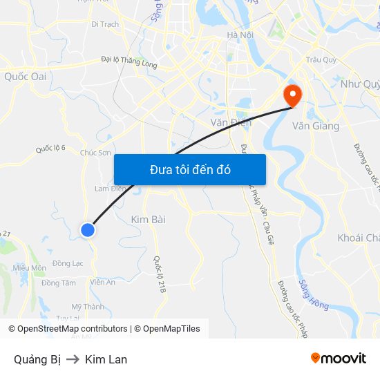 Quảng Bị to Kim Lan map