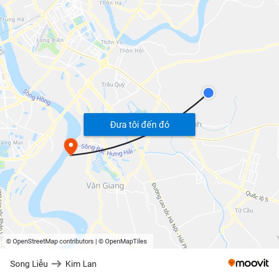 Song Liễu to Kim Lan map
