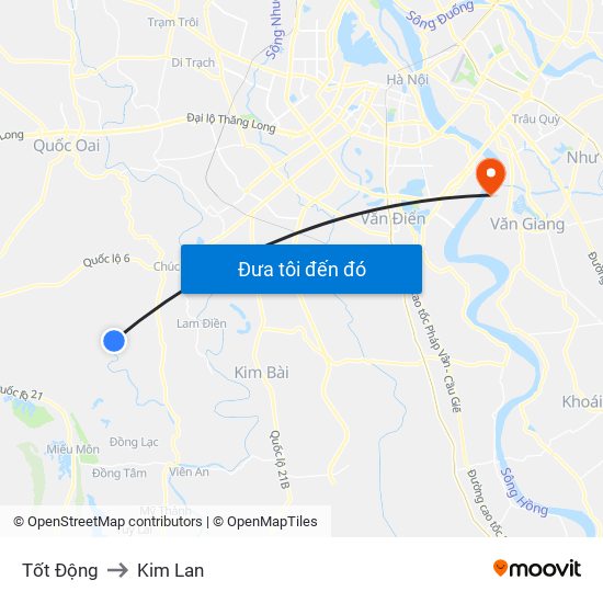 Tốt Động to Kim Lan map