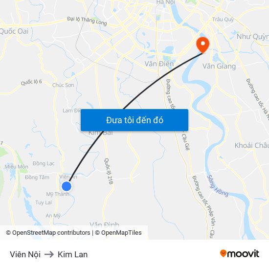 Viên Nội to Kim Lan map