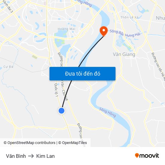 Văn Bình to Kim Lan map