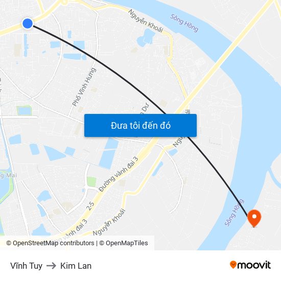 Vĩnh Tuy to Kim Lan map