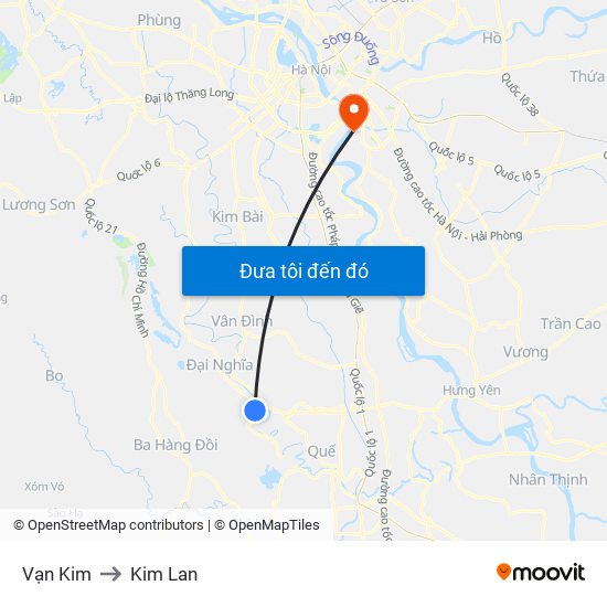 Vạn Kim to Kim Lan map