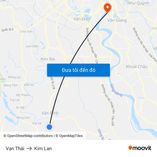 Vạn Thái to Kim Lan map