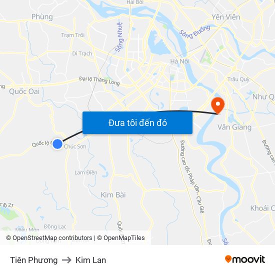 Tiên Phương to Kim Lan map