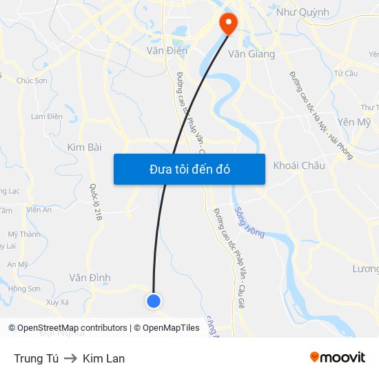 Trung Tú to Kim Lan map