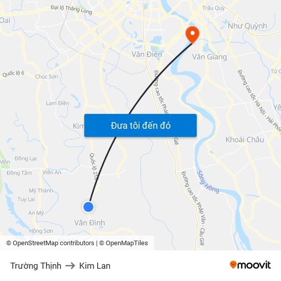 Trường Thịnh to Kim Lan map