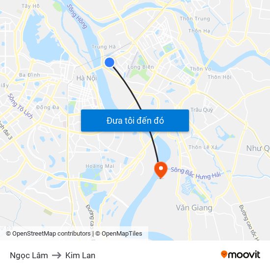 Ngọc Lâm to Kim Lan map