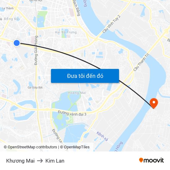 Khương Mai to Kim Lan map