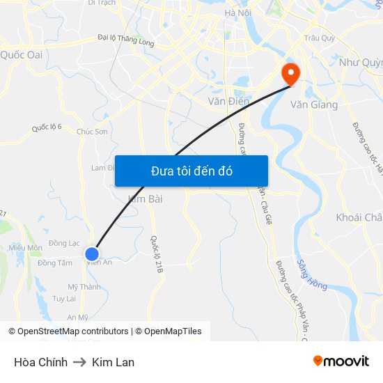 Hòa Chính to Kim Lan map