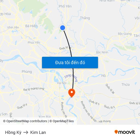 Hồng Kỳ to Kim Lan map
