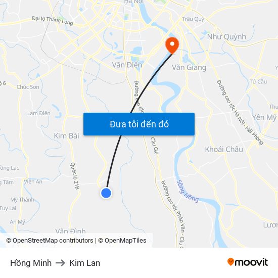 Hồng Minh to Kim Lan map