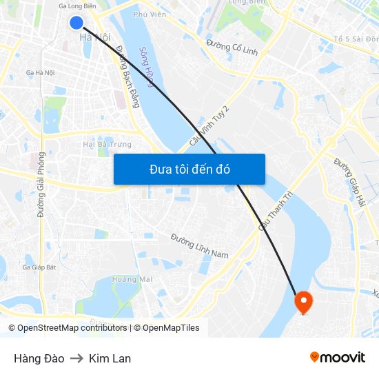 Hàng Đào to Kim Lan map