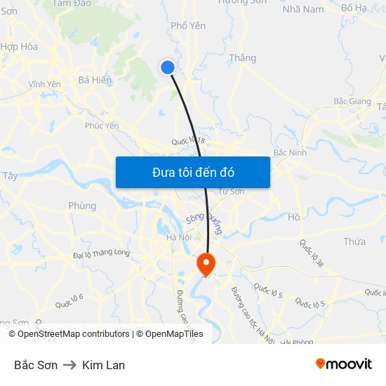 Bắc Sơn to Kim Lan map