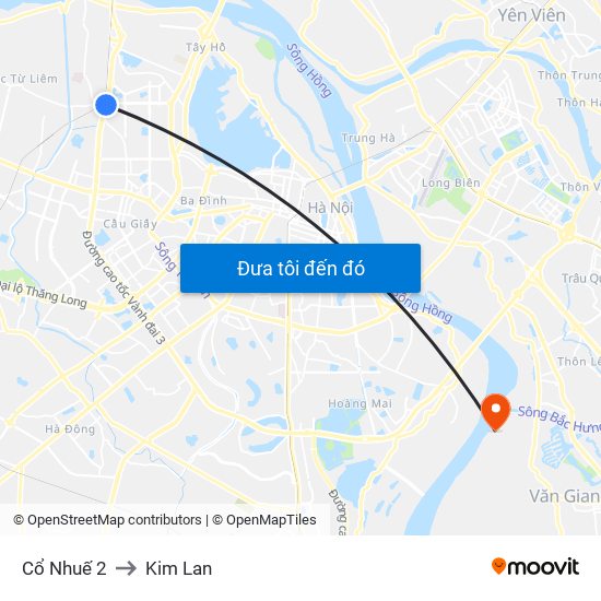 Cổ Nhuế 2 to Kim Lan map