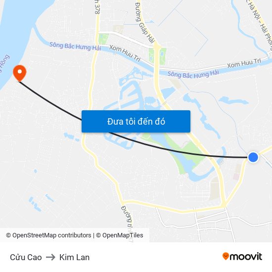 Cửu Cao to Kim Lan map