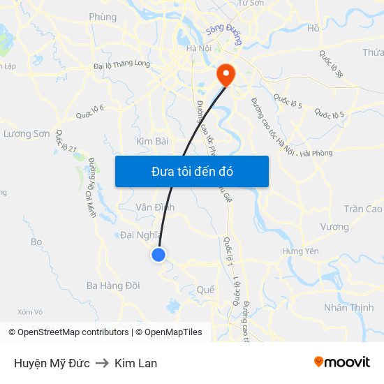 Huyện Mỹ Đức to Kim Lan map