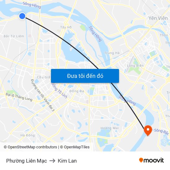 Phường Liên Mạc to Kim Lan map