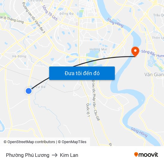 Phường Phú Lương to Kim Lan map