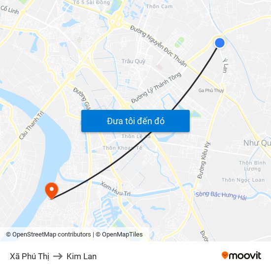 Xã Phú Thị to Kim Lan map