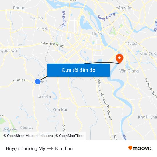 Huyện Chương Mỹ to Kim Lan map