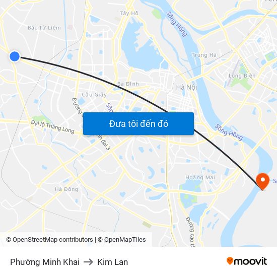 Phường Minh Khai to Kim Lan map