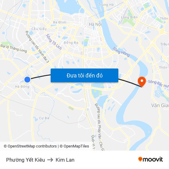 Phường Yết Kiêu to Kim Lan map