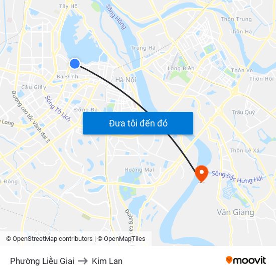 Phường Liễu Giai to Kim Lan map