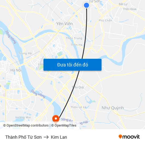 Thành Phố Từ Sơn to Kim Lan map