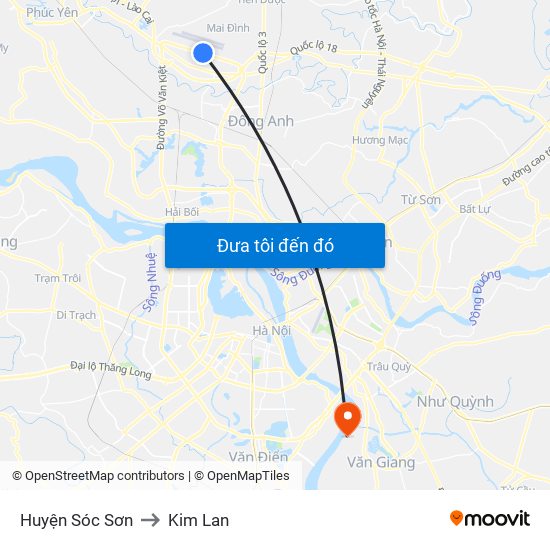 Huyện Sóc Sơn to Kim Lan map