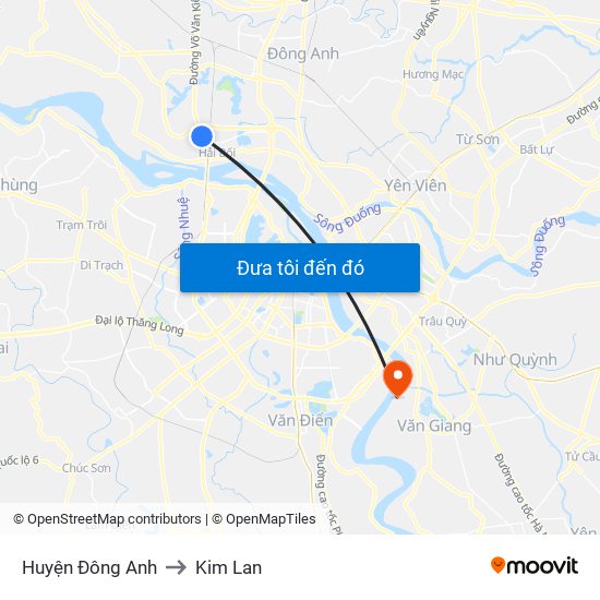 Huyện Đông Anh to Kim Lan map