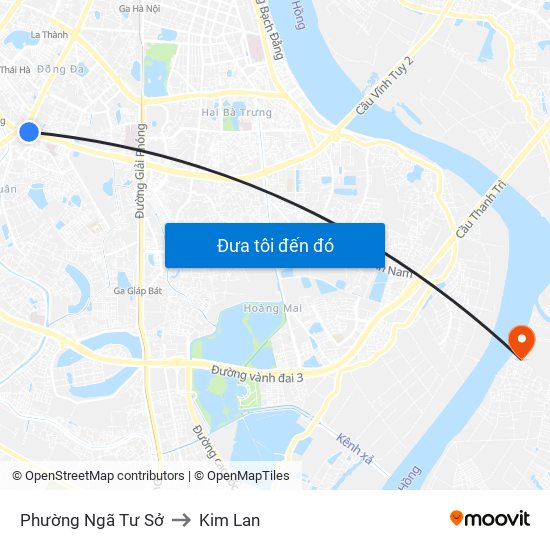 Phường Ngã Tư Sở to Kim Lan map