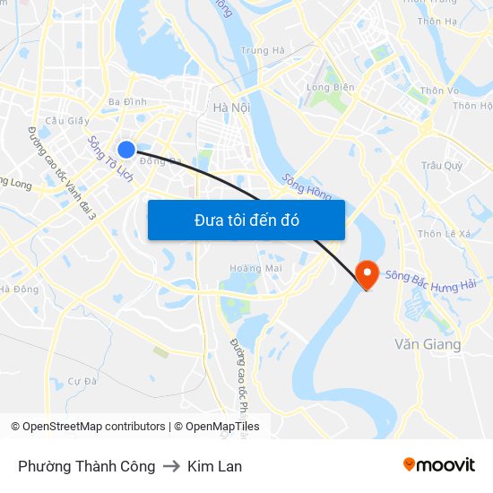 Phường Thành Công to Kim Lan map