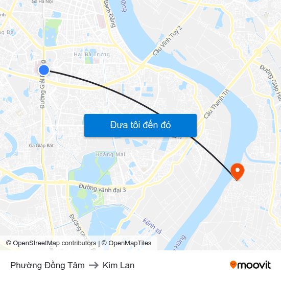 Phường Đồng Tâm to Kim Lan map