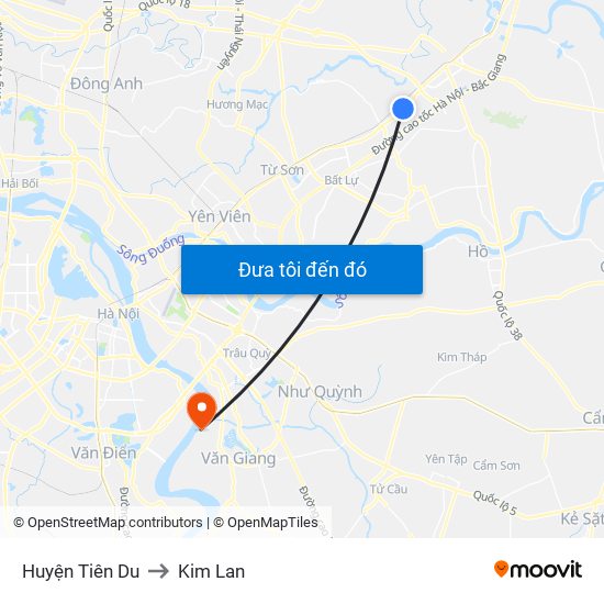 Huyện Tiên Du to Kim Lan map