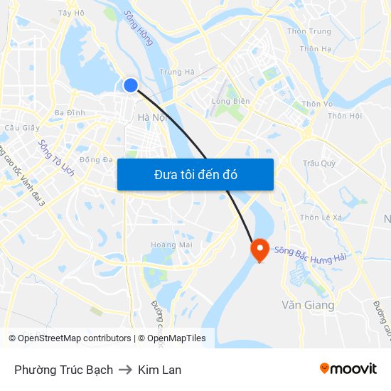 Phường Trúc Bạch to Kim Lan map