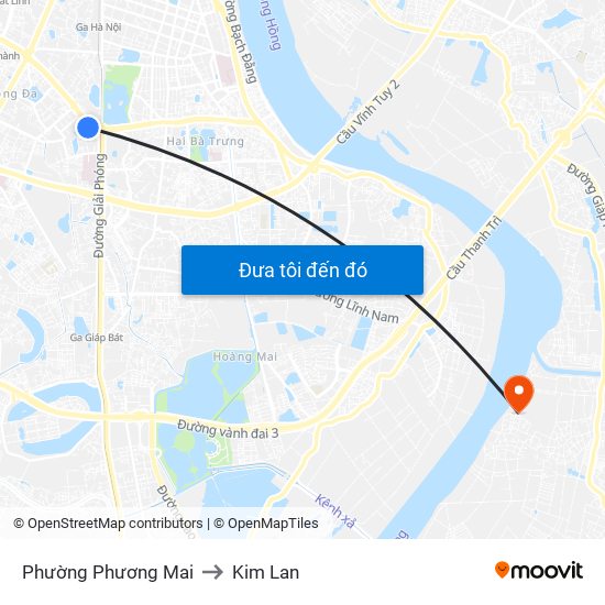 Phường Phương Mai to Kim Lan map