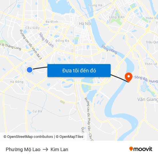 Phường Mộ Lao to Kim Lan map