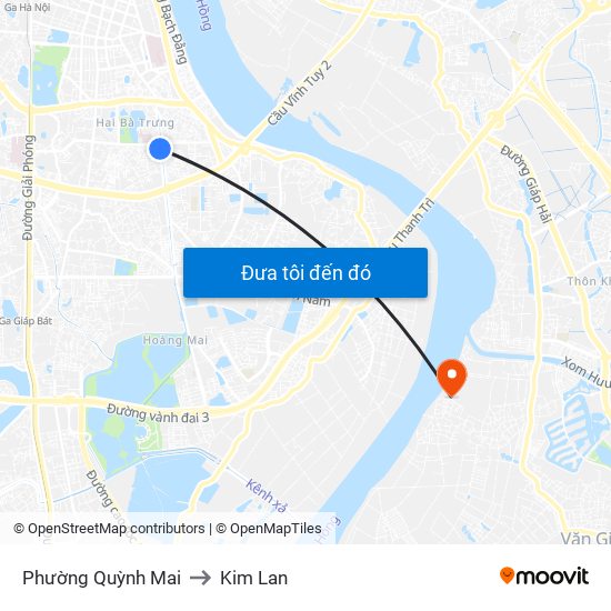 Phường Quỳnh Mai to Kim Lan map