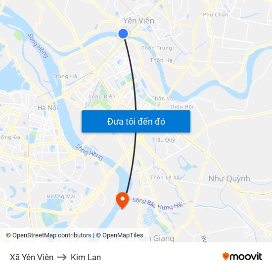 Xã Yên Viên to Kim Lan map