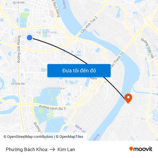 Phường Bách Khoa to Kim Lan map