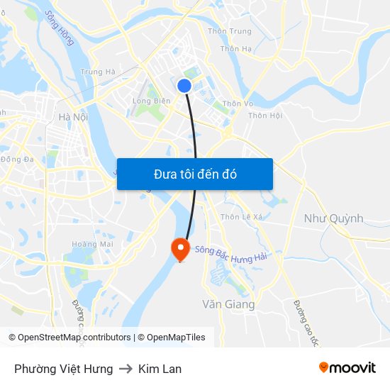 Phường Việt Hưng to Kim Lan map