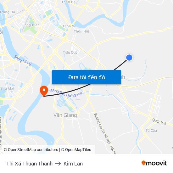 Thị Xã Thuận Thành to Kim Lan map