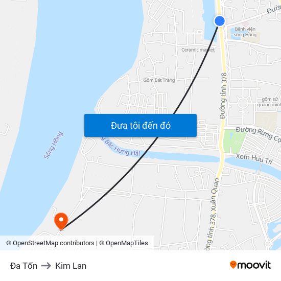 Đa Tốn to Kim Lan map