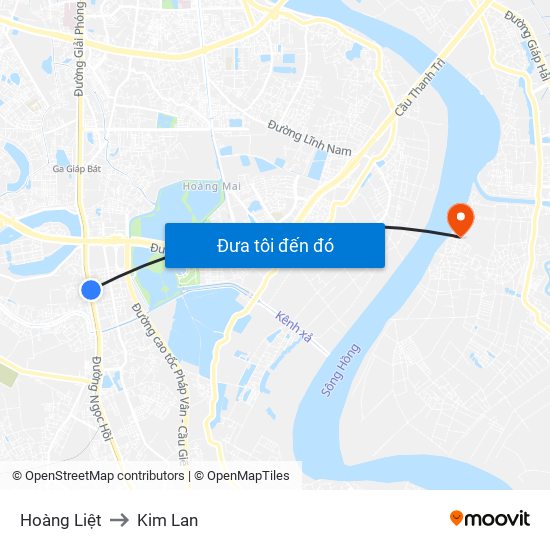 Hoàng Liệt to Kim Lan map