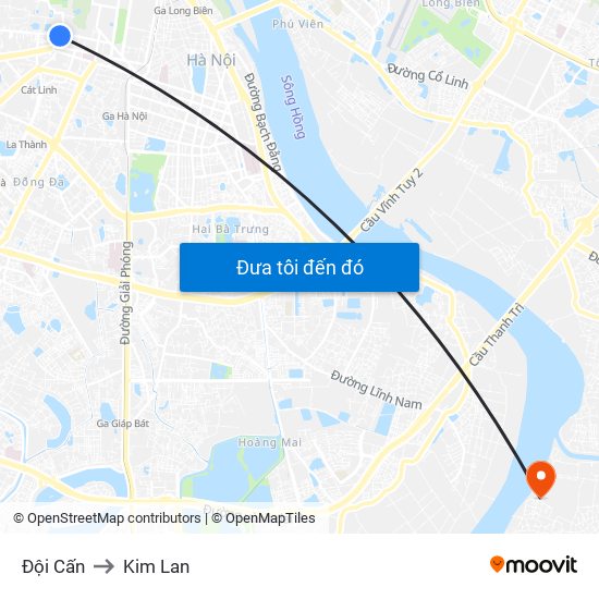Đội Cấn to Kim Lan map