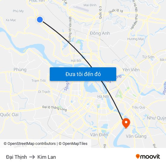 Đại Thịnh to Kim Lan map