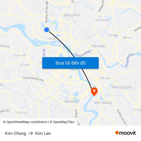 Kim Chung to Kim Lan map